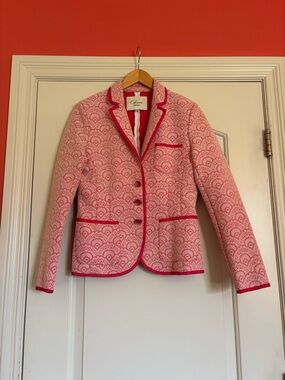 Clover by Bobby Jones Women’s Small Pink Lace Patterened Blazer with Bright Trim